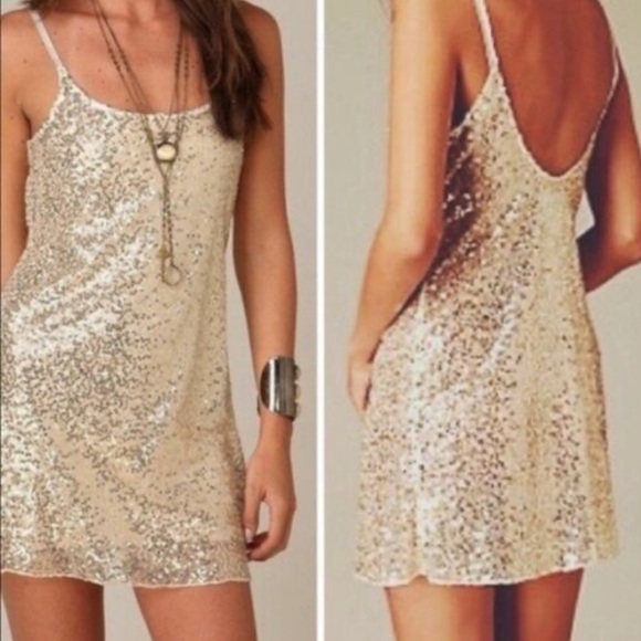 Free People Other - Intimately Free People Sequin Gold Cami Slip Dress Medium